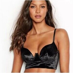 Victorias Secret Velvet Very Sexy Balconet Size 36C Bralette‎ Underwired Black